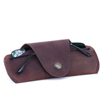 Load image into Gallery viewer, Soft Leather Glasses Case Slim Eyeglass Sleeve Sunglass Pouch Maroon Brown Color
