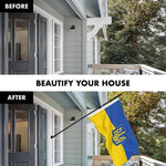 Load image into Gallery viewer, G128 Flag Pole 6FT Black Tangle Free &amp; Ukraine Ukrainian Coat of Arms Flag 3x5 Ft Combo Printed 150D Polyester