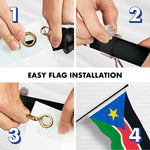 Load image into Gallery viewer, G128 Combo Pack: 6 Ft Tangle Free Aluminum Spinning Flagpole (Black) &amp; South Sudan South Sudanese Flag 3x5 Ft, LiteWeave Pro Series Printed 150D Polyester  Pole with Flag Included