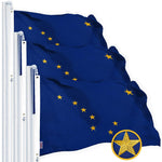 Load image into Gallery viewer, G128 3 Pack: Alaska AK State Flag  2x3 Ft  StormFlyer Series Embroidered 220GSM Spun Polyester  Embroidered Design, Indoor/Outdoor, Brass Grommets, Heavy Duty, All Weather