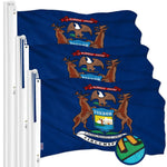 Load image into Gallery viewer, G128 3 Pack: Michigan MI State Flag  3x5 Ft  ToughWeave Series Embroidered 300D Polyester  Embroidered Design, Indoor/Outdoor, Brass Grommets