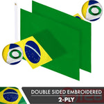 Load image into Gallery viewer, G128 Brazil (Brazilian) Flag  3x5 feet  Double Sided Embroidered 210D Indoor/Outdoor, Brass Grommets, Heavy Duty Polyester