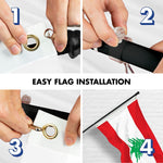 Load image into Gallery viewer, G128 Combo Pack: 6 Ft Tangle Free Spinning Flagpole (Black) &amp; Lebanon Flag 3x5 Ft Printed 150D Polyester, Brass Grommets (Flag Included) Aluminum Flag Pole