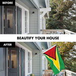 Load image into Gallery viewer, G128 Combo Pack: 6 Ft Tangle Free Aluminum Spinning Flagpole (Silver) &amp; Guyana Guyanese Flag 3x5 Ft, LiteWeave Pro Series Printed 150D Polyester  Pole with Flag Included