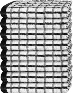 Premium Dish Towels for Kitchen with Hanging Loop 8 Pack 16x26 in Black Heavy