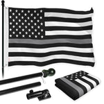 Load image into Gallery viewer, G128 Combo Pack: Flag Pole 6 FT Black Tangle Free &amp; Thin Gray Line Flag 3x5 FT Brass Grommets Printed Polyester (Flag Included) Aluminum Flag Pole