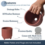 Load image into Gallery viewer, 4 Inch Terracotta Pot with Chevron Pattern Boho Ceramic Planter Clay Pots for Indoor Plants Succulent Planter with Drainage Hole and Mesh Net Garden &amp; Home Decor