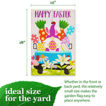 Load image into Gallery viewer, Garden Flag Happy Easter Rabbit Gnome in Truck 12x18 inch Blockout Fabric