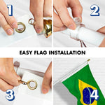 Load image into Gallery viewer, 6 Ft Tangle Free Spinning Flagpole White Brazil 3x5 ft Brass Grommets Printed
