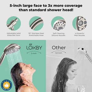 High Pressure 6 Settings Shower Head with Handheld Detachable Set Nickel Finish