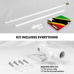 Load image into Gallery viewer, G128 Combo Pack: 6 Ft Tangle Free Aluminum Spinning Flagpole (White) &amp; Saint Kitts and Nevis Flag 3x5 Ft, LiteWeave Pro Series Printed 150D Polyester  Pole with Flag Included