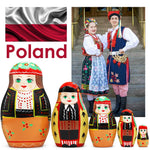 Load image into Gallery viewer, Polish Nesting Dolls Set 5 pcs Hand Painted Wooden Matryoshka Dolls in Polish
