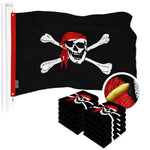 Load image into Gallery viewer, G128 10 Pack: Pirate Jolly Roger Red Head Scarf Flag  1x1.5 Ft  ToughWeave Series Embroidered 300D Polyester  Novelty Flag, Embroidered Design, Indoor/Outdoor, Brass Grommets