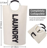 Load image into Gallery viewer, 82L Large Laundry Basket Beige Collapsible Hamper with Handles Double Layer Waterproof Fabric Dirty Clothes Basket Foldable Freestanding Bin Laundry Hamper for Dorm Bathroom &amp; Bedroom
