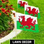 Load image into Gallery viewer, G128 12 Pack Handheld Wales Welsh Stick Flags  12x18 In  Printed 150D Polyester, Country Flag, Solid Wooden Stick, Spear Gold Tip