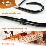 Load image into Gallery viewer, G128 Combo Pack: Garden Flag Stand Black 36 in x 16 in &amp; Garden Flag Fall Decoration Gather Happy Moments Flower Truck 12x18 DoubleSided Blockout Fabric