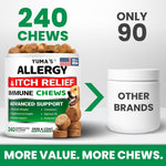 Load image into Gallery viewer, Dog Allergy Relief Chews 240 Treats Dog Itching Skin Relief Treatment Pills Anti Itch Itchy and Paw Licking Hot Spots Omega 3 Fish Oil Dry Skin &amp; Coat Supplement