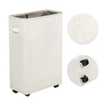 Load image into Gallery viewer, Slim Rolling Laundry Hamper   Standable Corner Design   Handy Storage Bin Laundry Basket   52L Storage Bin   Slim Hamper with Wheels   15×8×22  (22  Beige)
