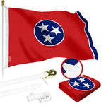 Load image into Gallery viewer, G128 Combo Pack: 5 Ft Tangle Free Spinning Flagpole (White) &amp; Tennessee Flag 2.5x4 Ft Embroidered 220GSM Spun Polyester, Brass Grommets (Flag Included) Aluminum Flag Pole