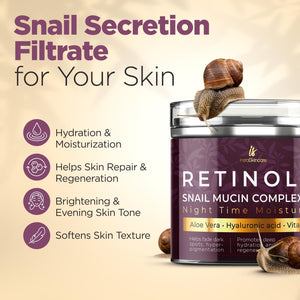 Snail Mucin Moisturizer Cream Day and Night Cream for Face Dry Sensitive Skin