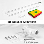 Load image into Gallery viewer, G128 Combo Pack: 6 Feet Tangle Free Spinning Flagpole (Silver) Senegal Senegalese Flag 3x5 ft Printed 150D Brass Grommets (Flag Included) Aluminum Flag Pole