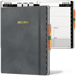Load image into Gallery viewer, 2025 2026 HARDCOVER Leather Planner Weekly &amp; Monthly   8.5x11 Inches   Academic Planner Business Personal or Student   Pen Holder Thick Paper July 2025   June 2026 (Dark Grey)
