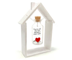 Load image into Gallery viewer, Anniversary Gift for Her &amp; Him Romantic Present for Boyfriend Girlfriend Custom Message I Love You Gifts to Wife Husband (Heart in Big Bottle You're Still The Best Decision In White Wood Frame)