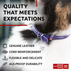 WAUDOG Ultra Soft Rolled Leather Dog Collar for Small Dogs Soft Padded Dog Collars for Medium Dogs Puppy Collars for Large Breed Dogs Male and Female Dog Collar