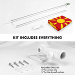 Load image into Gallery viewer, G128 Combo Pack: 6 Ft Tangle Free Spinning Flagpole (Silver) &amp; Macedonia Flag 3x5 Ft Printed 150D Polyester, Brass Grommets (Flag Included) Aluminum Flag Pole