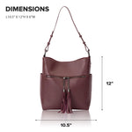 Load image into Gallery viewer, Wine Red Bucket Tote Large Genuine Leather Shoulder Bag for Women with Velvet Lining Dust Bag
