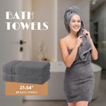 Load image into Gallery viewer, Gray Bath Towel Set of 6 Cotton 100% Highly Absorbent Towels for Bathroom 2 Luxury Bath Towels 650GSM 2 Hand Towels 2 Washcloths