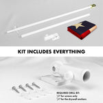 Load image into Gallery viewer, G128 Combo Pack: 5 Ft Tangle Free Aluminum Spinning Flagpole (White) &amp; Texas TeaStained Flag 2x3 Ft, ToughWeave Pro Series Embroidered 420D Polyester  Pole with Flag Included