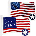 Load image into Gallery viewer, G128 Combo Pack: American USA Flag 6x10 Ft &amp; Bennington 76 Flag 6x10 Ft  Both ToughWeave Series Embroidered 300D Polyester, Embroidered Design, Indoor/Outdoor, Brass Grommets