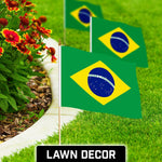 Load image into Gallery viewer, G128 24 Pack Handheld Brazil Brazilian Stick Flags  12x18 In  Printed 150D Polyester, Country Flag, Solid Wooden Stick, Spear Gold Tip