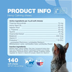 Load image into Gallery viewer, Cat Calming Treats  Hemp Calming Care for Cats  Cat Melatonin Soft Chews with Hemp Seed Oil and Probiotics  Cat Anxiety Relief  Storms, Travel, Grooming, Separation  Calming Chews for Cats