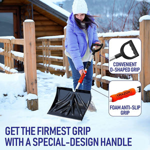 Snow Shovel for Driveway Car Home Garage   Portable Folding Snow Shovel with Retractable Ergonomical Handle and Large Capacity for Snow Removal   Heavy Duty Metal Collapsible Shovel Removal (Dark)