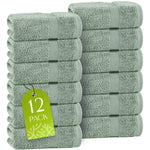 Load image into Gallery viewer, Green Washcloths Set for Body Face 12 Pack 12x12 Inch Towel Cotton Wash Cloths Bulk Spa Fingertip Wash Clothes Soft Absorbent Gym Towels