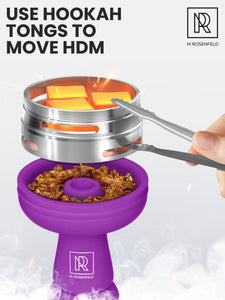 Premium Purple Silicone Hookah Bowl Set – Universal Phunnel Hookah Head Bowl for Perfect Heat Management – Durable, EasytoClean Hookah Top with Tongs – Shisha Bowl for Smooth Airflow & Max Flavor