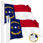 Load image into Gallery viewer, G128 2 Pack: North Carolina State Flag  6x10 Ft  StormFlyer Series Embroidered 220GSM Spun Polyester  Embroidered Design, Indoor/Outdoor, Brass Grommets, Heavy Duty, All Weather