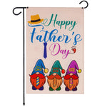 Load image into Gallery viewer, Garden Flag Happy Father's Day Three Gnome Fathers 12x18 Burlap Fabric