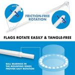 Load image into Gallery viewer, G128 Combo Pack: 5 Ft Tangle Free Spinning Flagpole (White) &amp; South Carolina Flag 2.5x4 Ft Embroidered 220GSM Spun Polyester, Brass Grommets (Flag Included) Aluminum Flag Pole