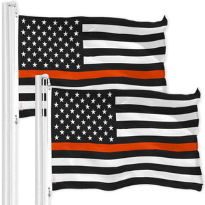 Thin Orange Line American Flag 3x5 Ft 2Pack Printed 150D Polyester