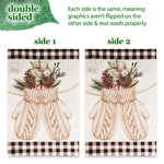 Load image into Gallery viewer, G128 Combo Pack: Garden Flag Stand Black 36 in x 16 in &amp; Garden Flag Winter Decoration Mittens with Evergreen Arrangement 12x18 DoubleSided Blockout Fabric
