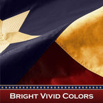 Load image into Gallery viewer, G128 Texas TeaStained TX State Flag  1x1.5 Ft  Pole Sleeve Embroidered 420D Polyester  Embroidered Stars, Sewn Stripes, Brass Grommets, Indoor/Outdoor, Vibrant Colors, Quality Polyester