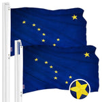 Load image into Gallery viewer, G128 2 Pack: Alaska AK State Flag  2.5x4 Ft  ToughWeave Series Embroidered 300D Polyester  Embroidered Design, Indoor/Outdoor, Brass Grommets