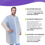 Load image into Gallery viewer, Disposable Lab Coat SMS 40 GSM White Lab Lacket with Loop Fastener XL Size