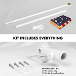 Load image into Gallery viewer, G128 Combo Pack: 6 Ft Tangle Free Aluminum Spinning Flagpole (White) &amp; Bennington 76 TeaStained Flag 3x5 Ft, ToughWeave Pro Series Embroidered 420D Polyester  Pole with Flag Included