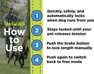 Smart Retractable Leash L – Black, 15ft, Up to 65lbs / 29kg, with Safety Features for Every Walk