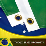Load image into Gallery viewer, G128 Brazil (Brazilian) Flag  3x5 feet  Double Sided Embroidered 210D Indoor/Outdoor, Brass Grommets, Heavy Duty Polyester