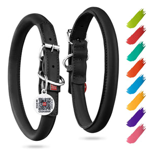 WAUDOG Ultra Soft Rolled Leather Dog Collar for Small Dogs Soft Padded Dog Collars for Medium Dogs Puppy Collars for Large Breed Dogs Male and Female Dog Collar